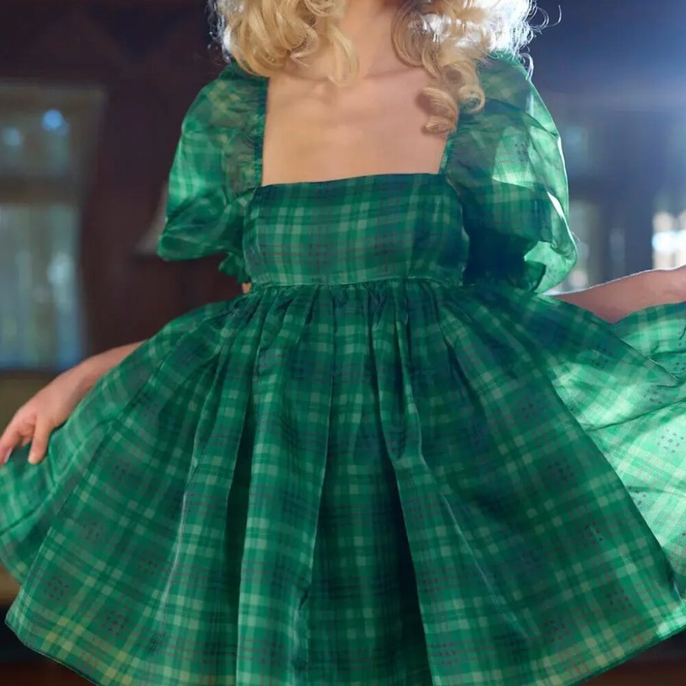 NWT Selkie The Beth Plaid Puff Dress size M - Picture 6 of 7